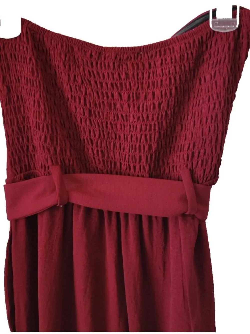 NEW Monteau Los Angeles Strapless Tube Jumpsuit Med. crepe bandeau burgundy chic - Picture 10 of 15